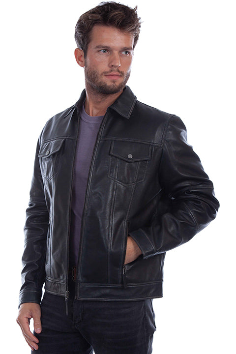 Balenciaga Mens Denim Style Leather Jacket Black Men's - US